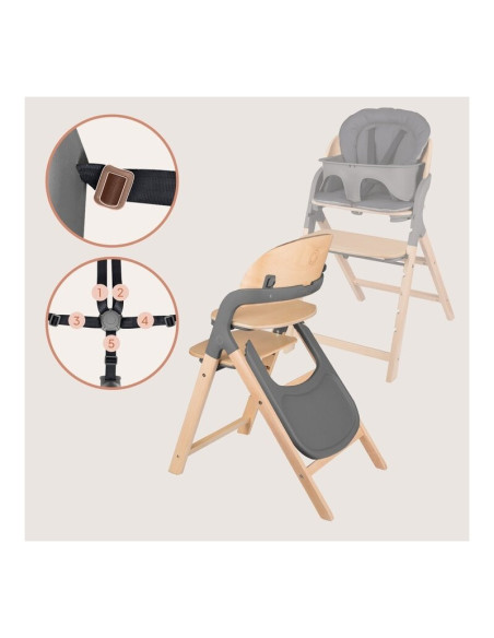 BN-LO-MEGAN_GREY_WOOD,Scaun de masa multifunctional Megan, Lionelo, Din lemn de fag, 6 luni- adult, Reglabil pe inaltime, Husa i