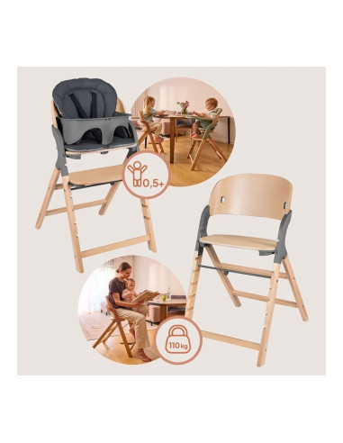 BN-LO-MEGAN_GREY_WOOD,Scaun de masa multifunctional Megan, Lionelo, Din lemn de fag, 6 luni- adult, Reglabil pe inaltime, Husa i