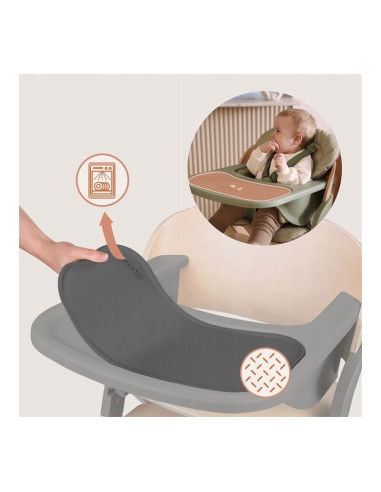 BN-LO-MEGAN_GREY_WOOD,Scaun de masa multifunctional Megan, Lionelo, Din lemn de fag, 6 luni- adult, Reglabil pe inaltime, Husa i