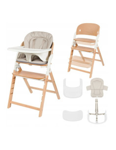 BN-LO-MEGAN_WHITE_NATURAL_WOOD,Scaun de masa multifunctional Megan, Lionelo, Din lemn de fag, 6 luni- adult, Reglabil pe inaltim