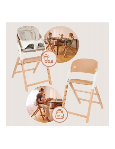 BN-LO-MEGAN_WHITE_NATURAL_WOOD,Scaun de masa multifunctional Megan, Lionelo, Din lemn de fag, 6 luni- adult, Reglabil pe inaltim