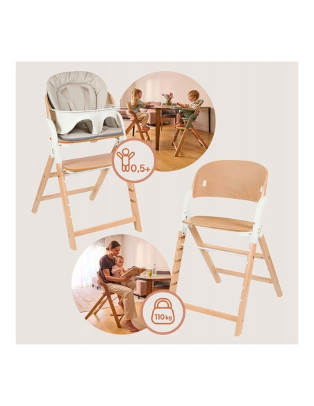 BN-LO-MEGAN_WHITE_NATURAL_WOOD,Scaun de masa multifunctional Megan, Lionelo, Din lemn de fag, 6 luni- adult, Reglabil pe inaltim