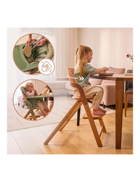 BN-LO-MEGAN_WHITE_NATURAL_WOOD,Scaun de masa multifunctional Megan, Lionelo, Din lemn de fag, 6 luni- adult, Reglabil pe inaltim