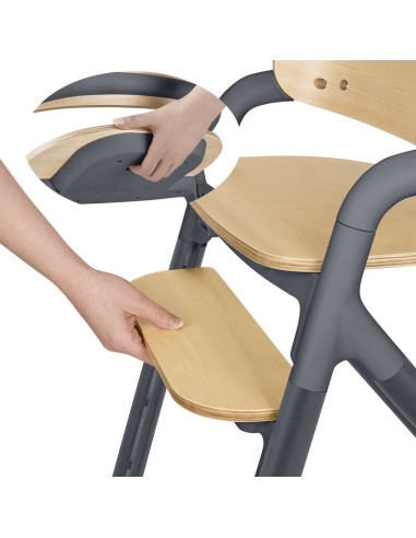 BN-LO-CELIA_GREY_WOOD,Scaun de masa multifunctional Celia, Lionelo, Din lemn de fag, 6 luni- adult, Reglabil pe inaltime, Spatar