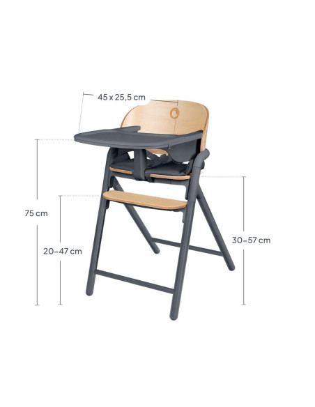 BN-LO-CELIA_GREY_WOOD,Scaun de masa multifunctional Celia, Lionelo, Din lemn de fag, 6 luni- adult, Reglabil pe inaltime, Spatar