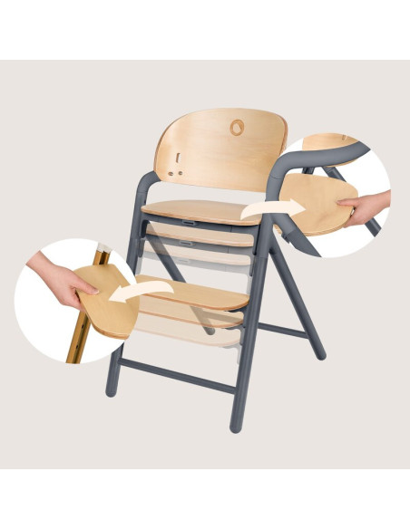 BN-LO-CELIA_GREY_WOOD,Scaun de masa multifunctional Celia, Lionelo, Din lemn de fag, 6 luni- adult, Reglabil pe inaltime, Spatar