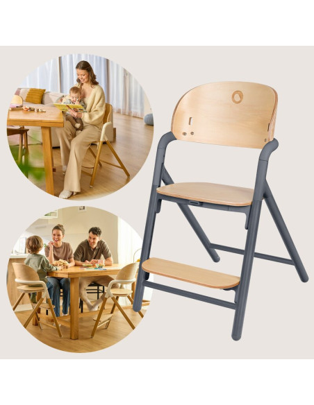 BN-LO-CELIA_GREY_WOOD,Scaun de masa multifunctional Celia, Lionelo, Din lemn de fag, 6 luni- adult, Reglabil pe inaltime, Spatar