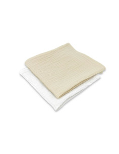 BN-6426972029766,Set 2 museline, Qmini, Multifunctionale, Din material certificat Oeko Tex Standard 100, 30x30 cm, Warm beige si
