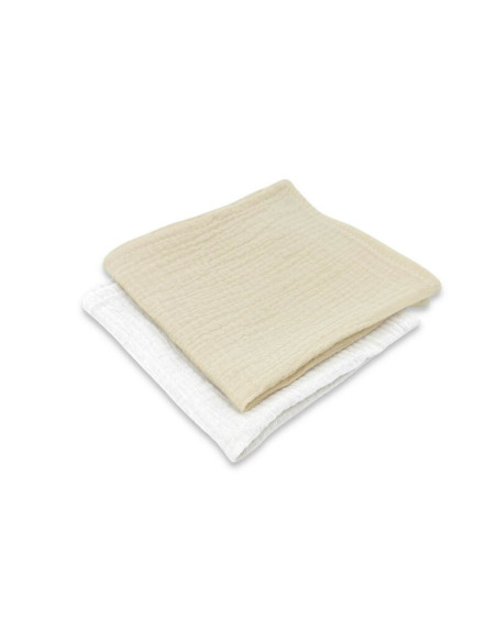 BN-6426972029766,Set 2 museline, Qmini, Multifunctionale, Din material certificat Oeko Tex Standard 100, 30x30 cm, Warm beige si
