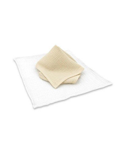 BN-6426972029766,Set 2 museline, Qmini, Multifunctionale, Din material certificat Oeko Tex Standard 100, 30x30 cm, Warm beige si