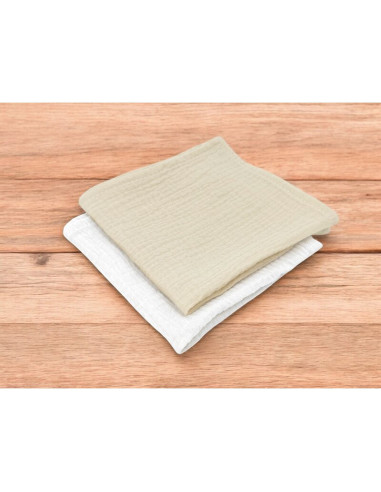 BN-6426972029766,Set 2 museline, Qmini, Multifunctionale, Din material certificat Oeko Tex Standard 100, 30x30 cm, Warm beige si