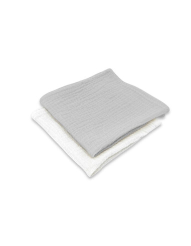 BN-6426972029773,Set 2 museline, Qmini, Multifunctionale, Din material certificat Oeko Tex Standard 100, 30x30 cm, Grey si Cream