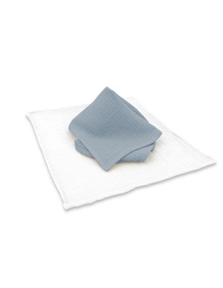 BN-6426972029780,Set 2 museline, Qmini, Multifunctionale, Din material certificat Oeko Tex Standard 100, 30x30 cm, Jeans si Crea