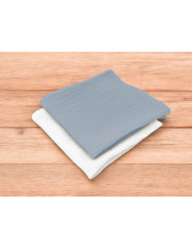 BN-6426972029780,Set 2 museline, Qmini, Multifunctionale, Din material certificat Oeko Tex Standard 100, 30x30 cm, Jeans si Crea