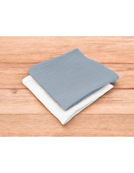 BN-6426972029780,Set 2 museline, Qmini, Multifunctionale, Din material certificat Oeko Tex Standard 100, 30x30 cm, Jeans si Crea