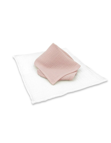 BN-6426972029797,Set 2 museline, Qmini, Multifunctionale, Din material certificat Oeko Tex Standard 100, 30x30 cm, Powder Pink s