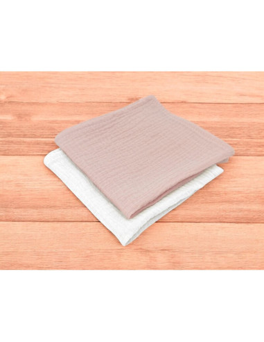 BN-6426972029797,Set 2 museline, Qmini, Multifunctionale, Din material certificat Oeko Tex Standard 100, 30x30 cm, Powder Pink s