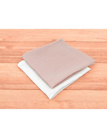 BN-6426972029797,Set 2 museline, Qmini, Multifunctionale, Din material certificat Oeko Tex Standard 100, 30x30 cm, Powder Pink s