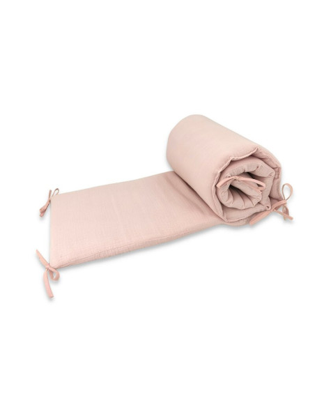 BN-6426972029971,Aparatoare pentru patut, Qmini, Din muselina dubla, 180x30 cm, Cu panglici, Material certificat Oeko Tex Standa