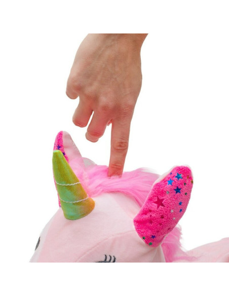 BN-56430,Jucarie gonflabila de plus cu sunete, Baby Mix, In forma de unicorn, Husa moale detasabila, Cu pompa inclusa, Pana la 7