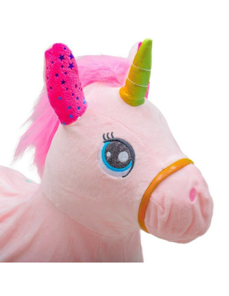 BN-56430,Jucarie gonflabila de plus cu sunete, Baby Mix, In forma de unicorn, Husa moale detasabila, Cu pompa inclusa, Pana la 7