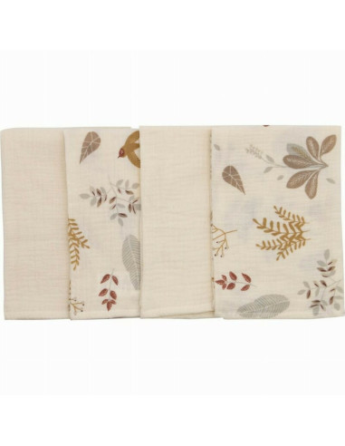 BN-87790,Set 4 lavete, Bubaba, Din muselina, Dimensiune 40x40 cm, Pentru spalarea si ingrijirea fetei si a corpului bebelusului 