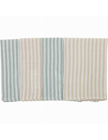 BN-87769,Set 4 lavete, Bubaba, Din muselina, Dimensiune 40x40 cm, Pentru spalarea si ingrijirea fetei si a corpului bebelusului 