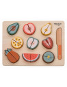 BN-85130,Set fructe feliate, Free2Play, Cu inchidere velcro, Din lemn, 20 piese, Multicolor