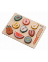 BN-85130,Set fructe feliate, Free2Play, Cu inchidere velcro, Din lemn, 20 piese, Multicolor
