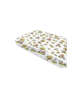 BN-6426972030540,Cearceaf cu elastic, Qmini, Pentru pat 160x80 cm, Din bumbac certificat Oeko Tex Standard 100, Fox on bikes Nat