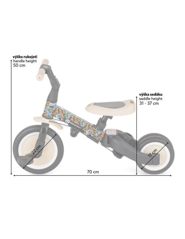 BN-613481,Tricicleta, Petite&Mars, Turbo, Editie limitata, 5 in 1, Multifunctionala, Vehicul de impins, Bicicleta cu/fara pedale