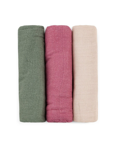 BN-415369,Set 3 scutece, Petite&Mars, Moussy, Din muselina de bambus, Hipoalergenice, 68 x 68 cm, Certificate Oeko Tex Standard 