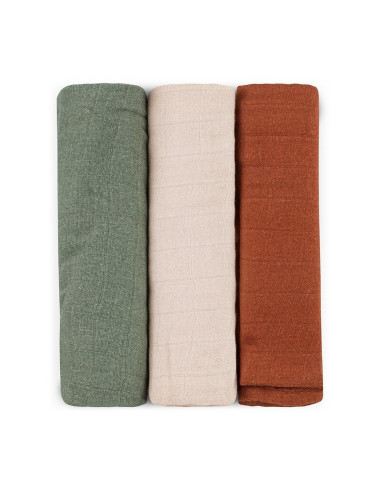 BN-415370,Set 3 scutece, Petite&Mars, Moussy, Din muselina de bambus, Hipoalergenice, 68 x 68 cm, Certificate Oeko Tex Standard 