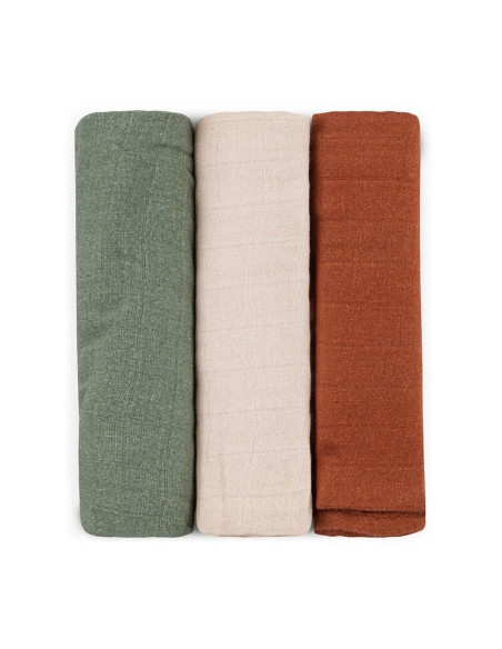 BN-415370,Set 3 scutece, Petite&Mars, Moussy, Din muselina de bambus, Hipoalergenice, 68 x 68 cm, Certificate Oeko Tex Standard 