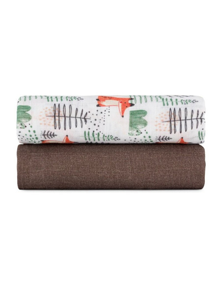 BN-417366,Set 2 scutece, Petite&Mars, Misty, Din muselina de bambus, Hipoalergenice, Dimensiuni mari, 120 x 120 cm, Certificate 