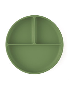 BN-715766,Farfurie compartimentata, Petite&Mars, Take&Match, Din silicon, Rotunda, Cu ventuza si 3 compartimente, Adecvata pentr