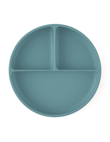 BN-715767,Farfurie compartimentata, Petite&Mars, Take&Match, Din silicon, Rotunda, Cu ventuza si 3 compartimente, Adecvata pentr