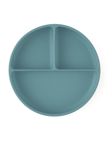 BN-715767,Farfurie compartimentata, Petite&Mars, Take&Match, Din silicon, Rotunda, Cu ventuza si 3 compartimente, Adecvata pentr