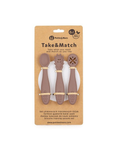 BN-721769,Set 3 lingurite, Petite&Mars, Take&Match, Din silicon, Diverse forme, Pentru supa, paste, alimente usoare, Dezvolta si 2