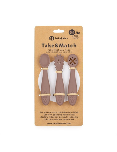 BN-721769,Set 3 lingurite, Petite&Mars, Take&Match, Din silicon, Diverse forme, Pentru supa, paste, alimente usoare, Dezvolta si