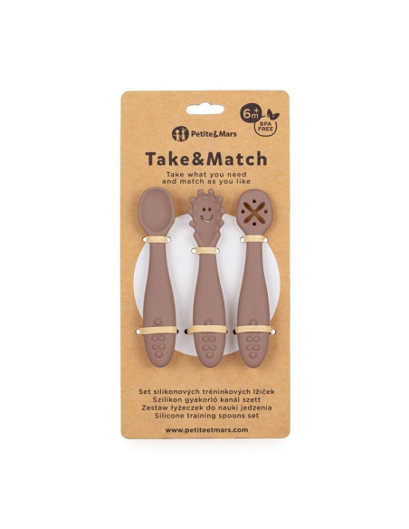 BN-721769,Set 3 lingurite, Petite&Mars, Take&Match, Din silicon, Diverse forme, Pentru supa, paste, alimente usoare, Dezvolta si