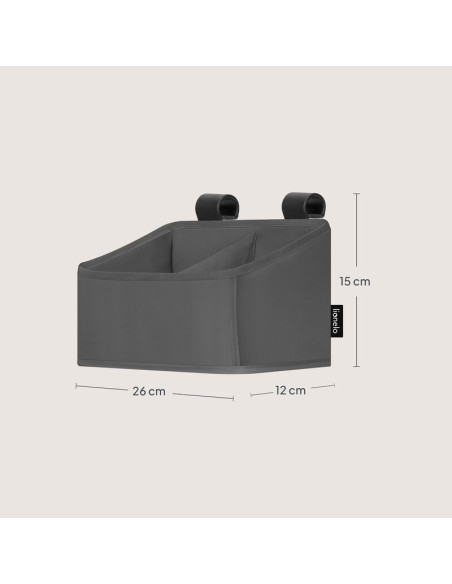 BN-LO-SIDEPOCKET_SMALL_GREY,Organizator multifunctional, Lionelo, Sidepocket S, 26x12x15 cm, 2 compartimente, Universal, Constru