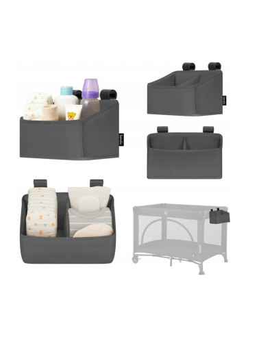 BN-LO-SIDEPOCKET_SMALL_GREY,Organizator multifunctional, Lionelo, Sidepocket S, 26x12x15 cm, 2 compartimente, Universal, Constru
