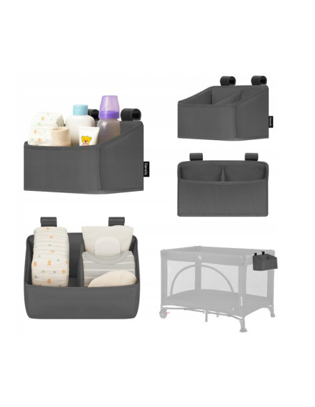 BN-LO-SIDEPOCKET_SMALL_GREY,Organizator multifunctional, Lionelo, Sidepocket S, 26x12x15 cm, 2 compartimente, Universal, Constru