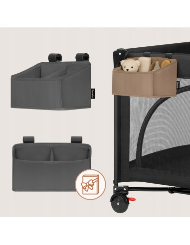 BN-LO-SIDEPOCKET_SMALL_GREY,Organizator multifunctional, Lionelo, Sidepocket S, 26x12x15 cm, 2 compartimente, Universal, Constru