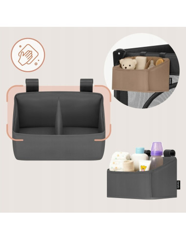 BN-LO-SIDEPOCKET_SMALL_GREY,Organizator multifunctional, Lionelo, Sidepocket S, 26x12x15 cm, 2 compartimente, Universal, Constru