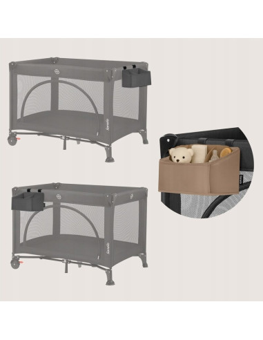 BN-LO-SIDEPOCKET_SMALL_GREY,Organizator multifunctional, Lionelo, Sidepocket S, 26x12x15 cm, 2 compartimente, Universal, Constru