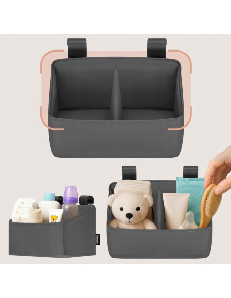 BN-LO-SIDEPOCKET_SMALL_GREY,Organizator multifunctional, Lionelo, Sidepocket S, 26x12x15 cm, 2 compartimente, Universal, Constru