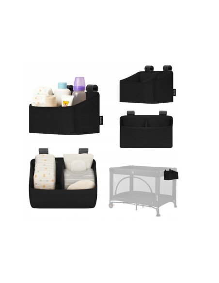 BN-LO-SIDEPOCKET_SMALL_BLACK,Organizator multifunctional, Lionelo, Sidepocket S, 26x12x15 cm, 2 compartimente, Universal, Constr