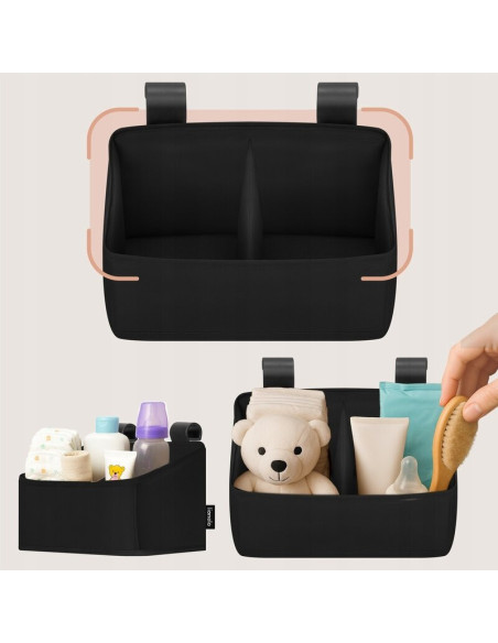 BN-LO-SIDEPOCKET_SMALL_BLACK,Organizator multifunctional, Lionelo, Sidepocket S, 26x12x15 cm, 2 compartimente, Universal, Constr